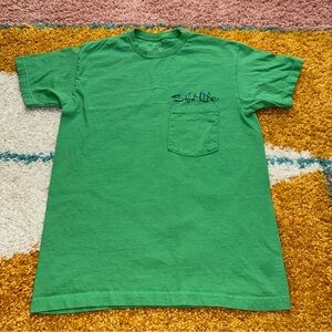 Salt Life Men's Green Size Small Flat Pocket Boat Fishing Beach Adult T Shirt